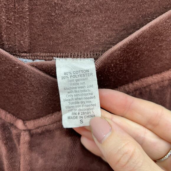 Vintage Y2K 2000s RAVE Brown Pink Velvet Track Sweats Sweat Pants Small - Picture 8 of 8